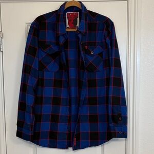 DIXXON Blue and Black Plaid Jacket